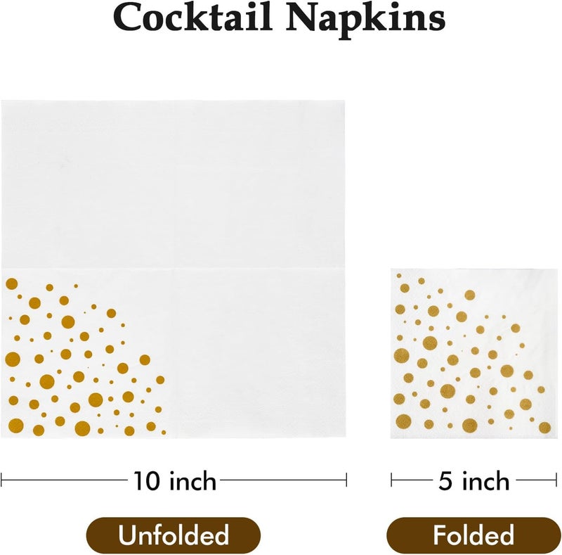 Vplus 100 Pack Cocktail Napkins Paper, 3-Ply Beverage Napkins, Disposable Gold Square Napkins, Perfect for Restaurant, Event, Bar, Wedding, Baby Shower and Birthday Party - Image 3